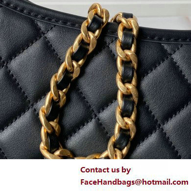 Chanel Calfskin  &  Gold-Tone Metal Hobo Handbag AS4532 Black 2025